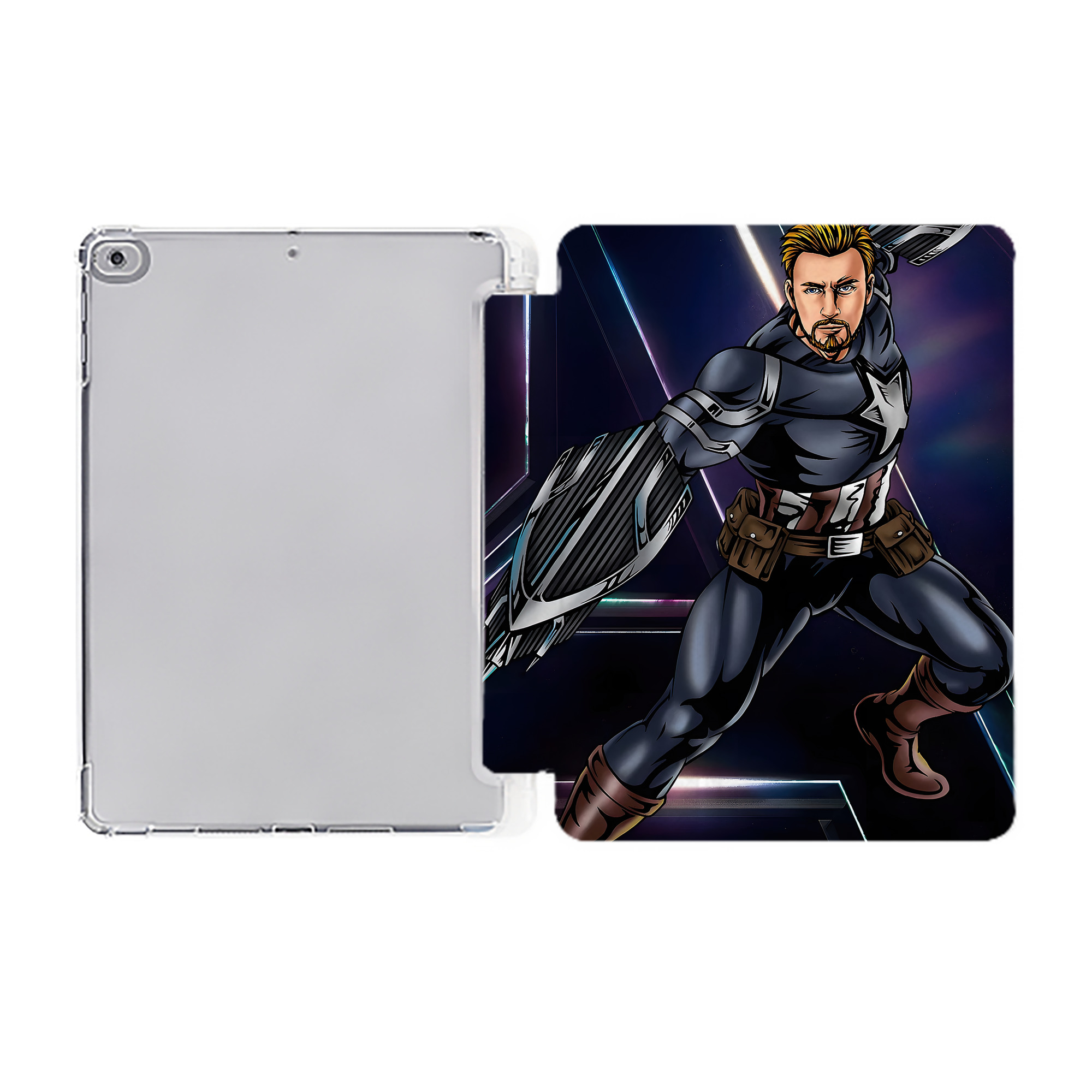 （画像用） アベンジャーズ The Avengers IPad ケース ペン収納付き 三つ折りスタンド PUレザー×シリコン 対応機種9.5/10.5/10.9インチ